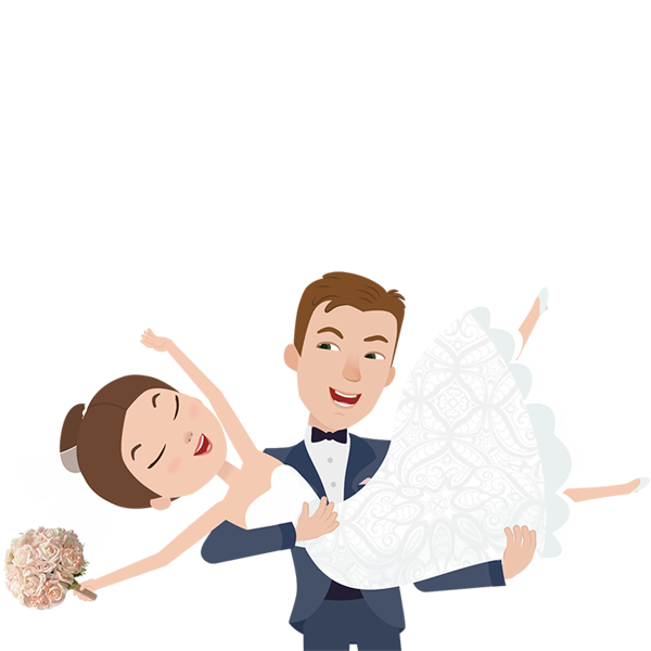 digitális animációs esküvői meghívó digital wedding invitation cartoon style, 3D